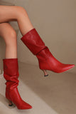 IFOMT New Fashion Spring Outfit Pointed Toe Pleated Knee High Boots