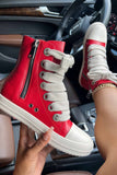 IFOMT New Fashion Spring Outfit Contrast Leather Lace Up Ankle Boots