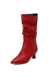 IFOMT New Fashion Spring Outfit Pointed Toe Pleated Knee High Boots