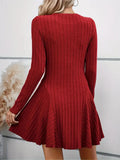 IFOMT Rib Knit Flare Sweater Dress