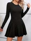 IFOMT Rib Knit Flare Sweater Dress