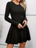 IFOMT Rib Knit Flare Sweater Dress