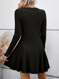 IFOMT Rib Knit Flare Sweater Dress