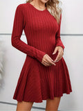 IFOMT Rib Knit Flare Sweater Dress