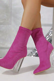 IFOMT New Fashion Spring Outfit Crystal Heel Stretch Mid Calf Skinny Boots