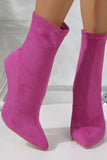 IFOMT New Fashion Spring Outfit Crystal Heel Stretch Mid Calf Skinny Boots