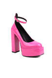 IFOMT New Fashion Spring Outfit Ankle Strap Platform Chunky Heel Pumps