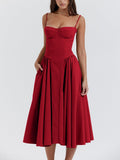 IFOMT Samaria Red Corset Midi Sundress