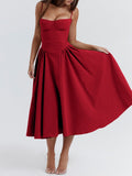 IFOMT Samaria Red Corset Midi Sundress