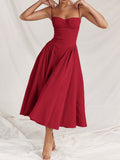 IFOMT Samaria Red Corset Midi Sundress