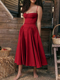 IFOMT Samaria Red Corset Midi Sundress