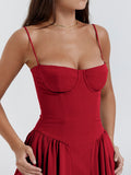 IFOMT Samaria Red Corset Midi Sundress