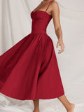 IFOMT Samaria Red Corset Midi Sundress