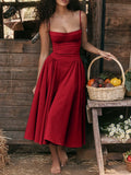 IFOMT Samaria Red Corset Midi Sundress