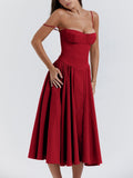 IFOMT Samaria Red Corset Midi Sundress