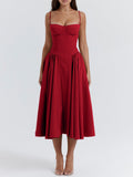 IFOMT Samaria Red Corset Midi Sundress