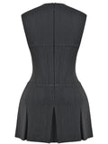 IFOMT Eleanor Charcoal Pleated Corset Dress