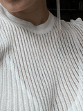 IFOMT See Through Long Sleeve Ribbed Knit Top