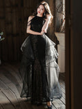 IFOMT Sequin Halterneck Tulle Maxi Dress