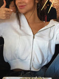 IFOMT Short Solid Color Crop Oversized Hoodie
