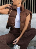 IFOMT Sleeveless Cropped Puffer Jacket