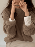 IFOMT Solid Color Crew Neck Pullover Sweater
