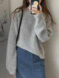 IFOMT Solid Color Crew Neck Pullover Sweater