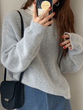 IFOMT Solid Color Crew Neck Pullover Sweater