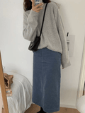 IFOMT Solid Color Crew Neck Pullover Sweater
