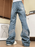IFOMT Star Embroidery High Waist Boyfriend Jeans