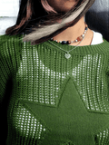 IFOMT Star Jacquard Crochet Knit Top