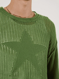 IFOMT Star Jacquard Crochet Knit Top