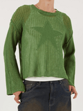 IFOMT Star Jacquard Crochet Knit Top