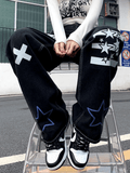 IFOMT Star Letter Graphic Cargo Jeans