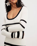 IFOMT Striped Knitted Midi Dress