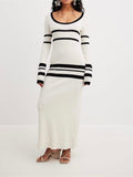 IFOMT Striped Knitted Midi Dress