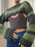 IFOMT Striped Long Sleeve Bolero Sweater Top