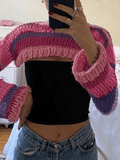 IFOMT Striped Long Sleeve Bolero Sweater Top