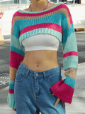IFOMT Striped Long Sleeve Bolero Sweater Top
