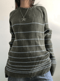 IFOMT Striped Ribbed Pullover Knit Sweater