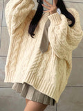 IFOMT Twist Design V Neck Loose Sweater