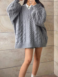 IFOMT Twist Design V Neck Loose Sweater