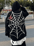 IFOMT Unisex Loose Fit Spiderweb Graphic Hoodie