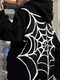 IFOMT Unisex Loose Fit Spiderweb Graphic Hoodie