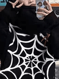 IFOMT Unisex Loose Fit Spiderweb Graphic Hoodie