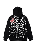 IFOMT Unisex Loose Fit Spiderweb Graphic Hoodie