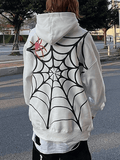 IFOMT Unisex Loose Fit Spiderweb Graphic Hoodie