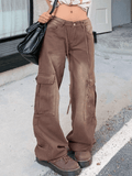 IFOMT Vintage High Rise Loose Tie Jeans