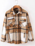 IFOMT Vintage Pockets Oversized Plaid Shacket