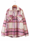 IFOMT Vintage Pockets Oversized Plaid Shacket